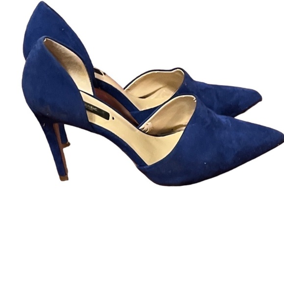 💙Zara Blue Suede Stiletto Heels Sz 37 US 7 Pointed Toe - Picture 3 of 8
